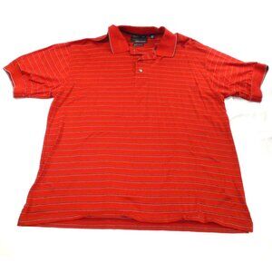 Greg Norman Red Striped Polo Shirt L 6012 Mercerized Cotton